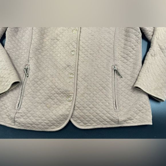 Keneth Too! Women’s Jacket Button Up Collared Quilted Tan Khaki PS Petite Small - Picture 3 of 10